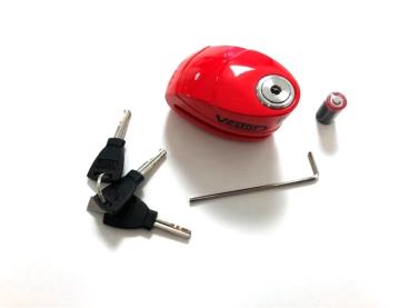 VECTOR Bremsscheibenschloss mit Alarm, rot, 14 mm Bolzen
