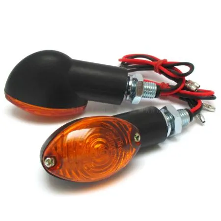 Motorrad Halogen Mini Blinker Rock Racce kurz schwarz getönt 4er