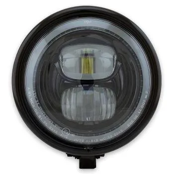 LED-Scheinwerfer PEARL, schwarz glänzend, 5 3/4 Zoll, Befestigung unten M10