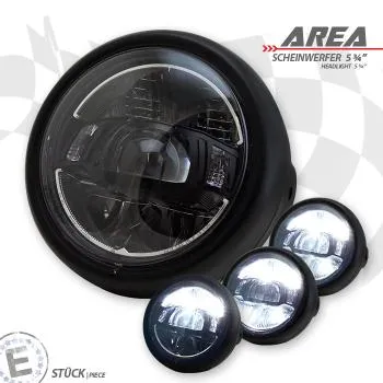 LED-Scheinwerfer AREA, schwarz matt, 5 3/4 Zoll, seitliche Befestigung