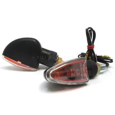 Motorrad Halogen Mini Blinker Rock Racce kurz schwarz getönt 4er