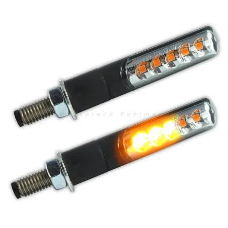 LED-Blinker 'MT' Lauflicht/sequenziell, Kunststoffgehäuse schwarz, Länge  ca.83mm, getöntes Glas, e-geprüft, M8-Gewinde, 1 Paar