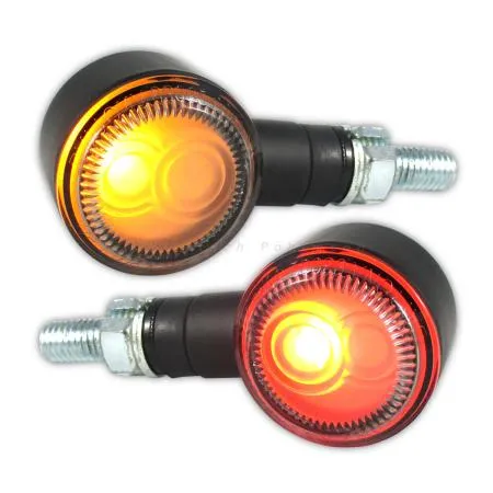 LED-Micro Blinker/Rücklicht-Einheit, 'Spark', Kunststoffgehäuse Abm. nur  ca. 25x11x14.5mm, getöntes Glas, e-geprüft, für vorn & hinten,  gummigelagert, 1 Paar