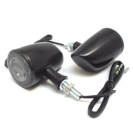 LED Blinker Rocket Classic schwarz mit Rücklicht und Bremslicht getönt