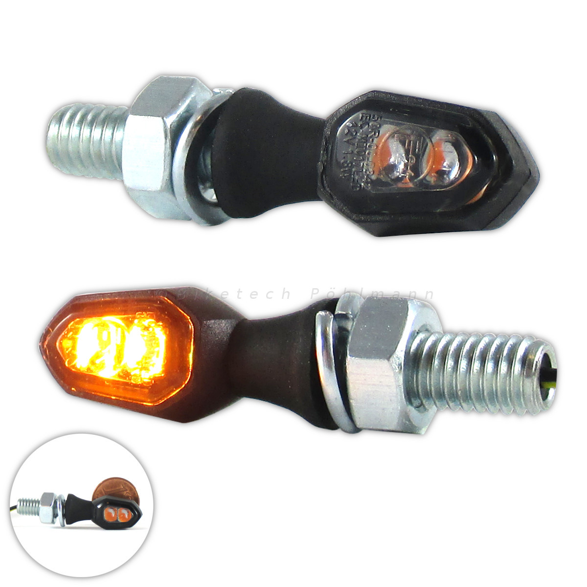 Universal Motorrad LED-Blinker Crumb Gewinde M6 e-geprüft