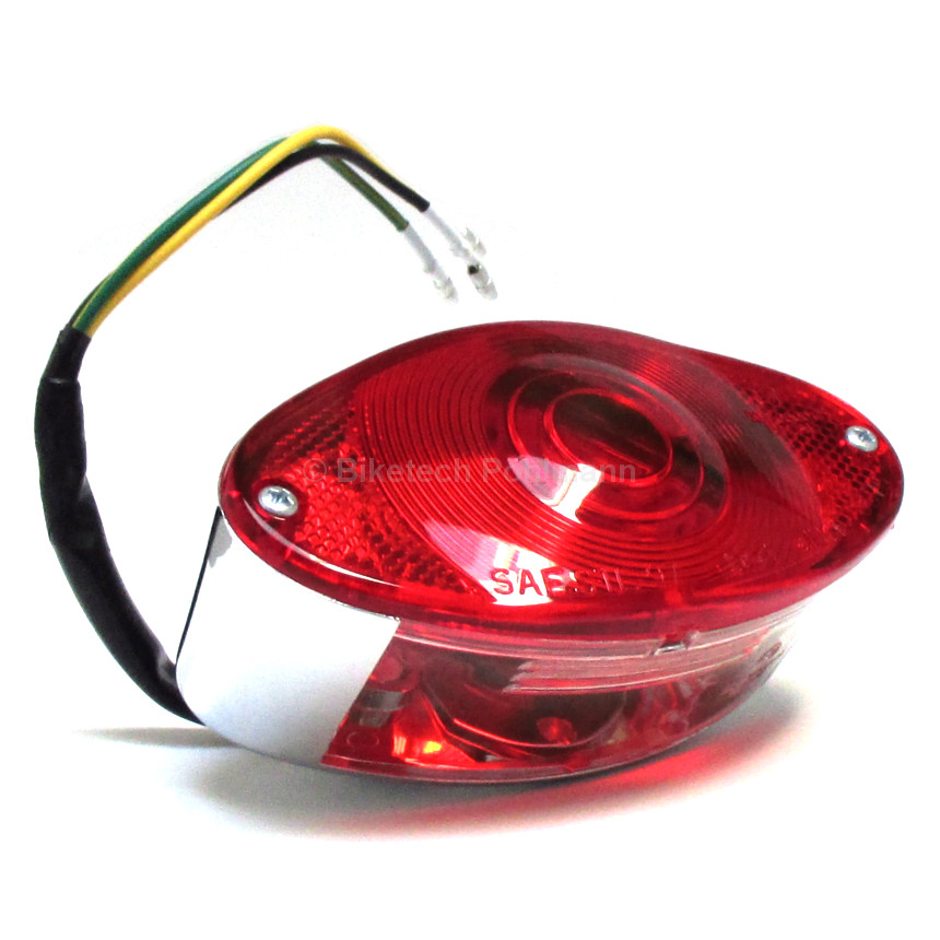 Rücklicht Cat Eye oval chrom Glas rot