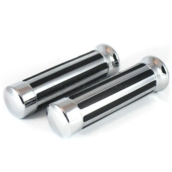 Choppergriffe CUSTOM, 1 Zoll (25,4 mm), 153 mm, Gummi, Metall chrom Choppergriffe CUSTOM, 1 Zoll (25,4 mm), 153 mm, Gummi, Metall chrom