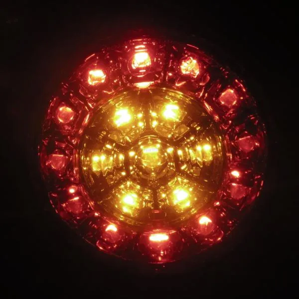 LED Blinker Round mit Rücklicht und Bremslicht rot klar