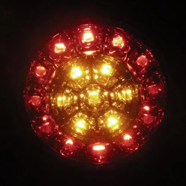 LED Blinker Round mit Rücklicht und Bremslicht rot klar